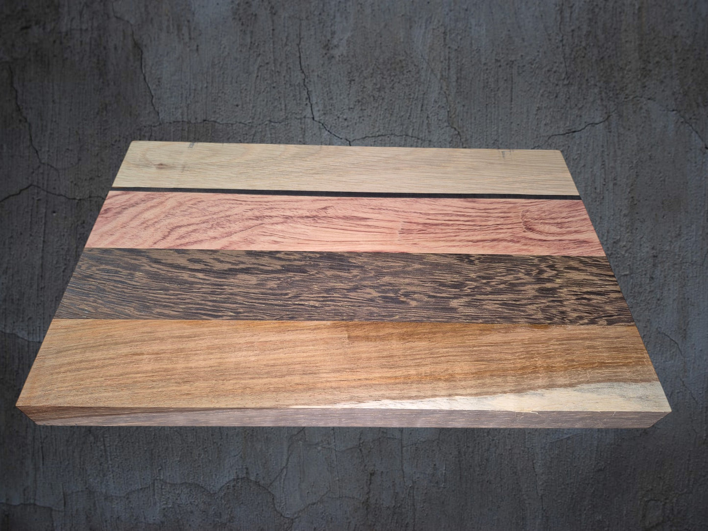 Oak,black palmwood,pink ivory, ebony and kiaat chesse board