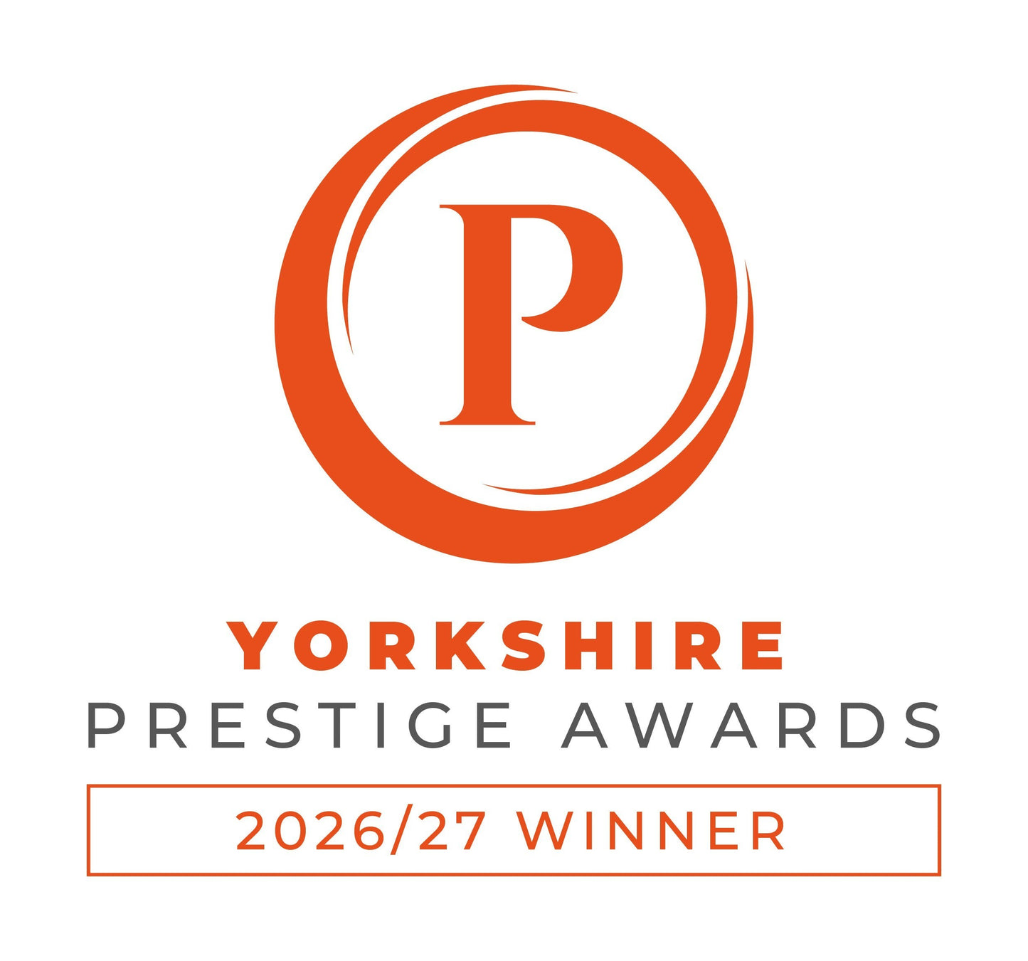Logo of Yorkshire Prestige Awards with a large orange 'P' on a white background.