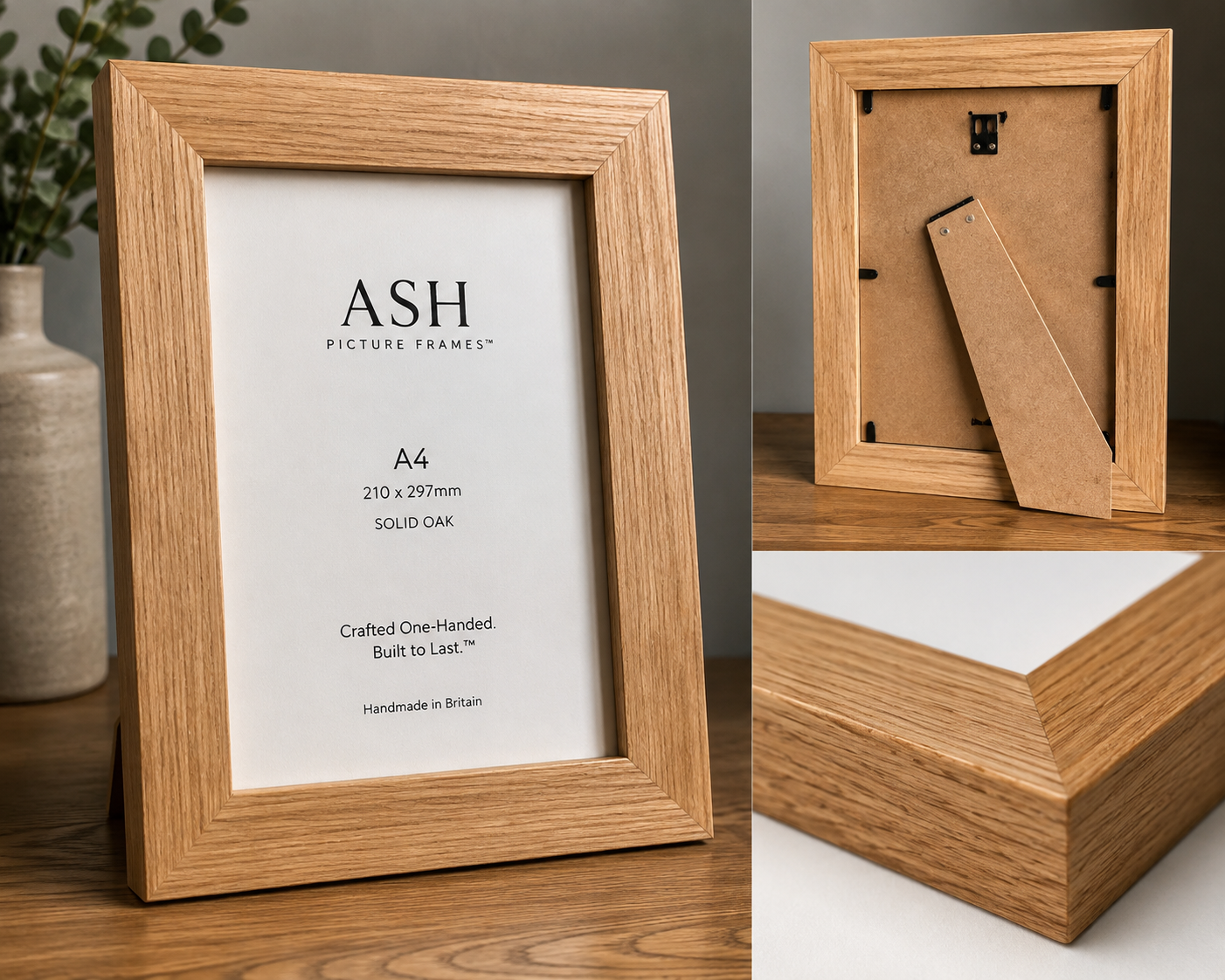 A4 handmade solid oak picture frame by ASH Picture Frames