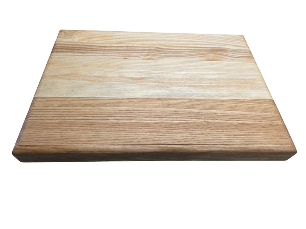 Ash chopping board 50cm x 35cm with rounded edges in use preparing food