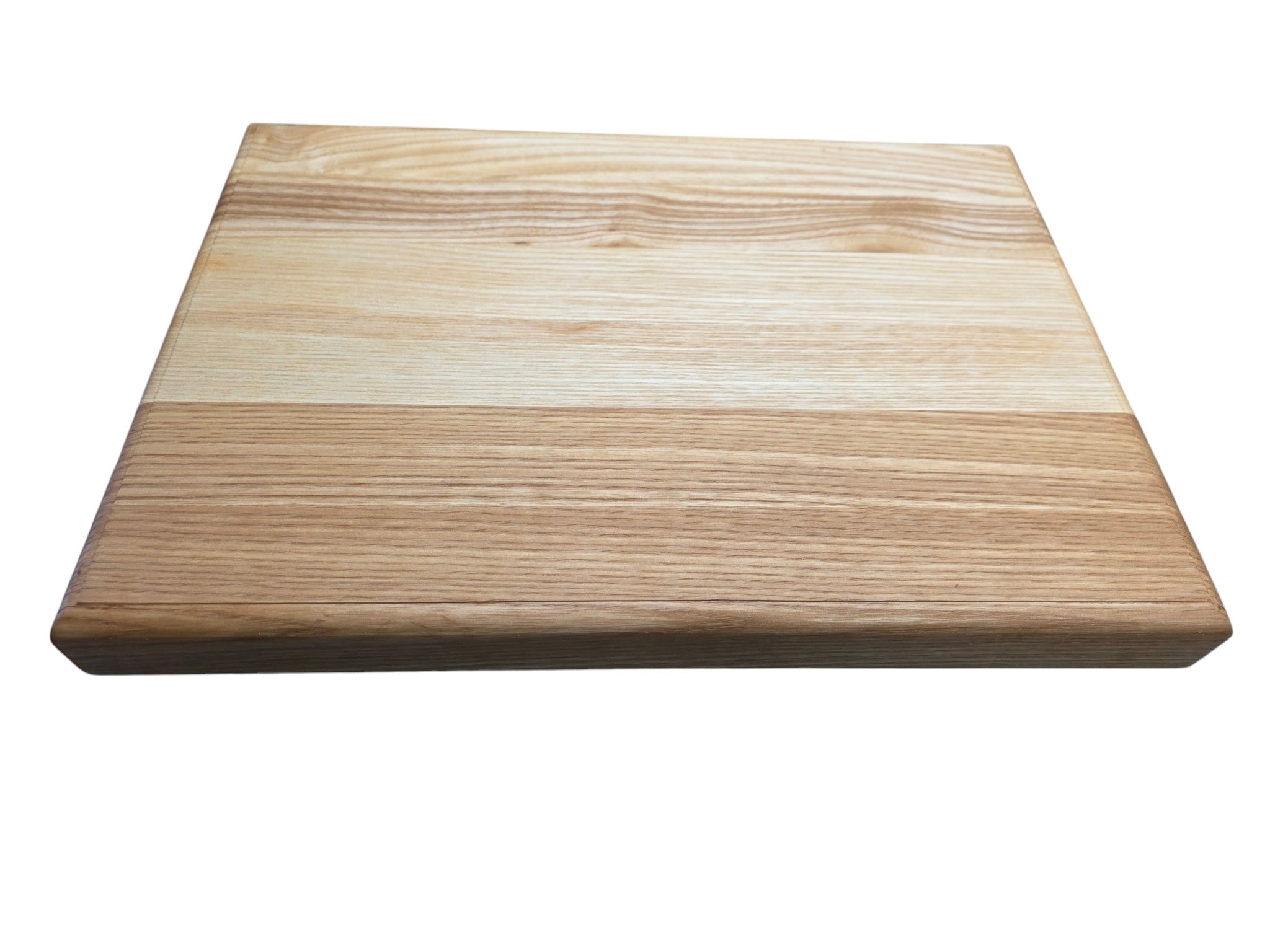 Ash chopping board 50cm x 35cm with rounded edges in use preparing food
