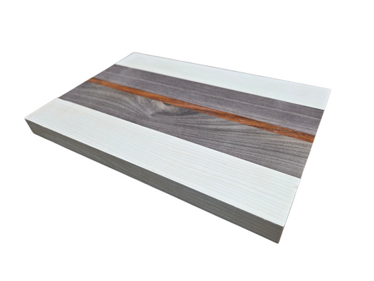 Handmade ash walnut and pink ivory cheese board luxury hardwood serving board UK