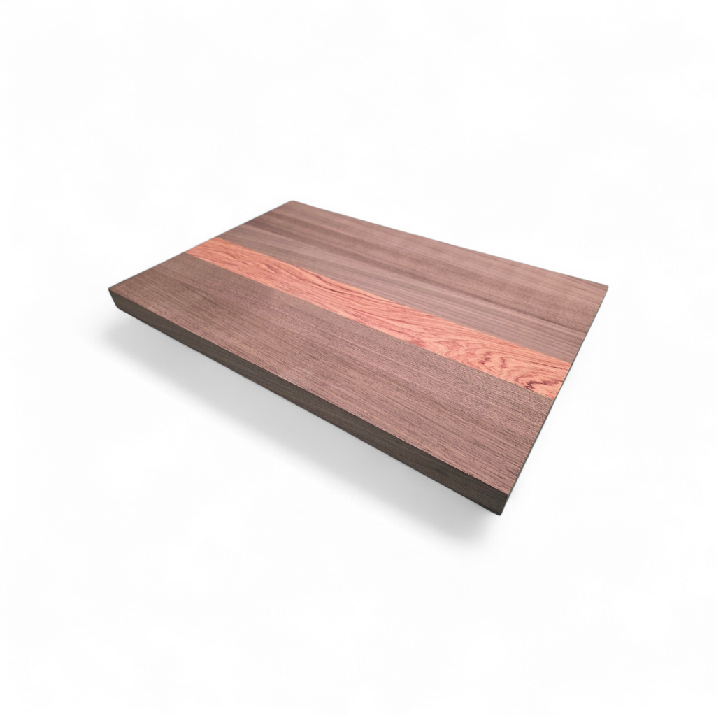 Luxury handmade walnut and pink ivory chopping board 40cm x 30cm hardwood kitchen board UK