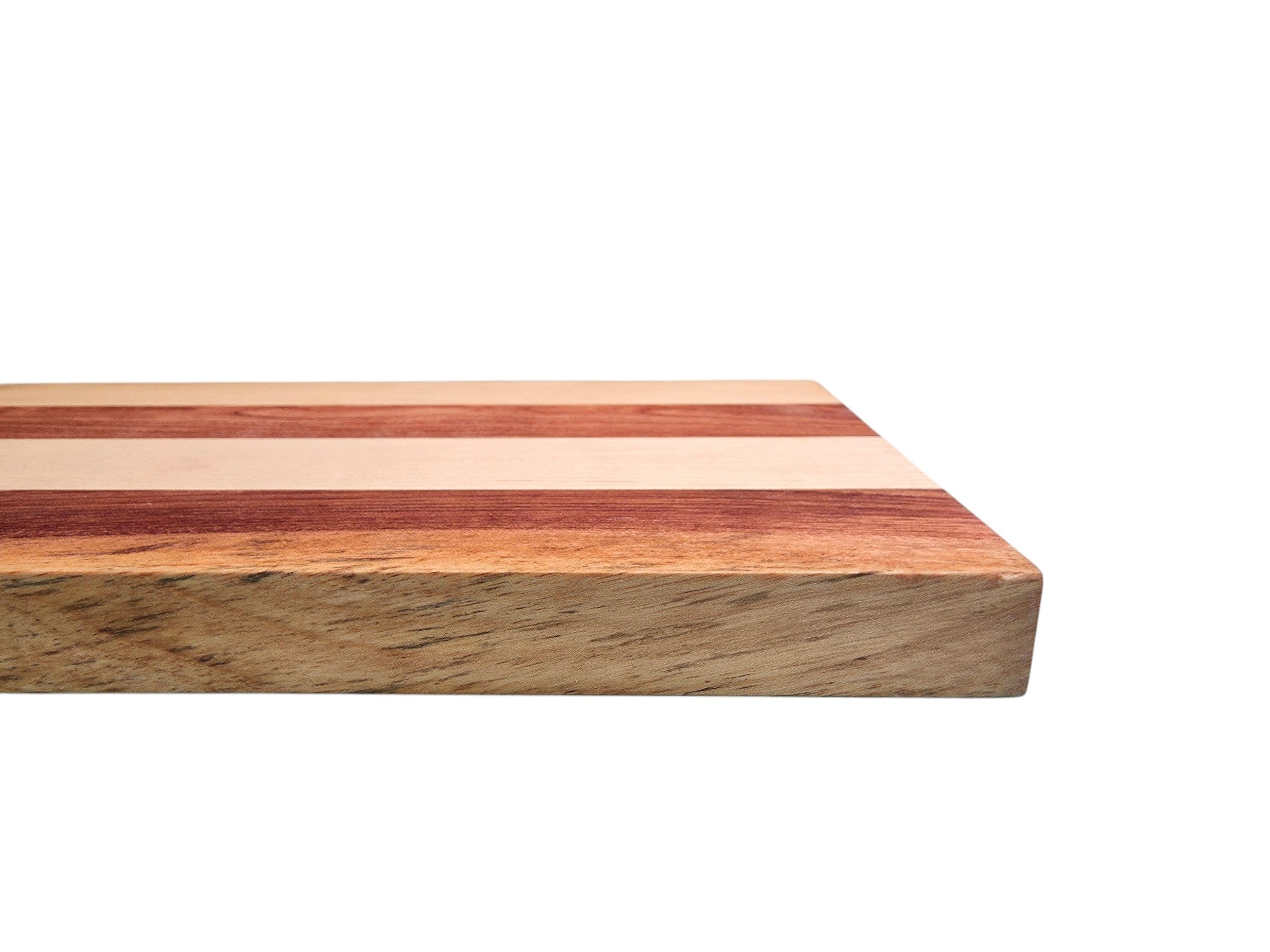 Pink ivory and ash wooden cheese board displayed in kitchen setting