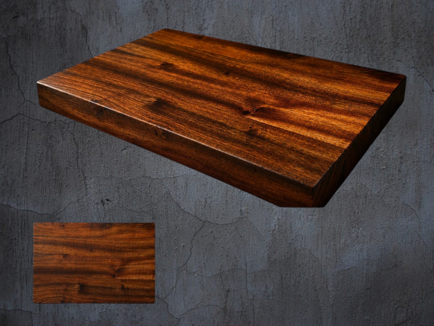 Sapele chopping board in use preparing food in kitchen