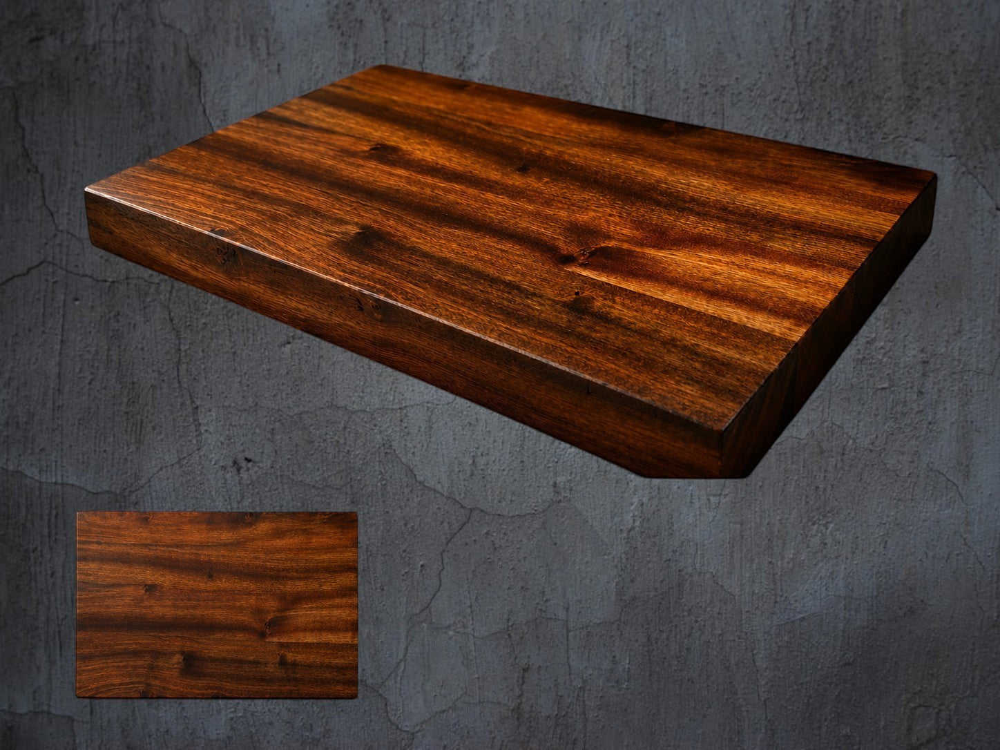 Sapele chopping board in use preparing food in kitchen