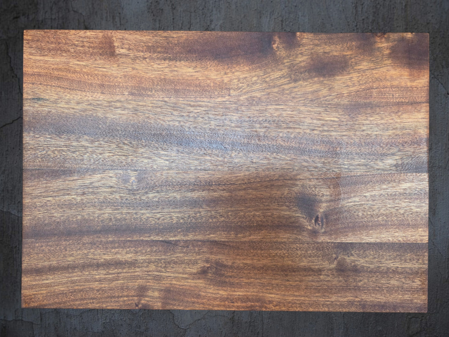 Sapele chopping board 40cm x 30cm in use preparing food in kitchen